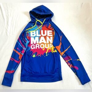 Blue Man Group Men's Blue Paint Splatter Cirque Da Soleil Hoodie Sweatshirt XS